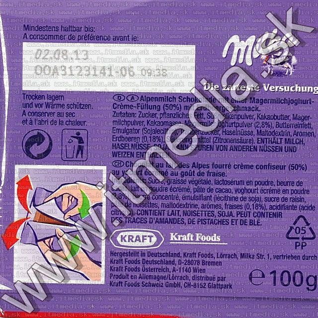 Image of Milka Chocolate 100g Erdbeer-Joghurt 	 (IT8630)